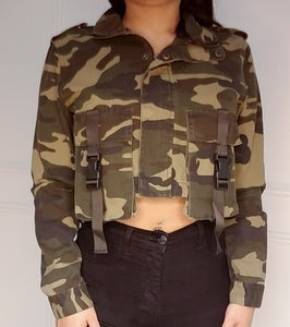 Thank you for your Service Camo Crop Jacket-Olive
