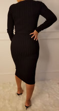 Cargar imagen en el visor de la galería, Work Flow Ribbed Midi Dress-Black