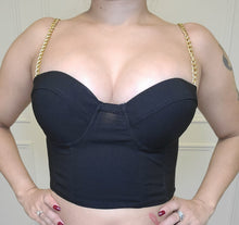 Load image into Gallery viewer, Off the Chain- Bustier Crop Top in Black
