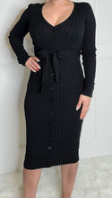 Cargar imagen en el visor de la galería, Work Flow Ribbed Midi Dress-Black
