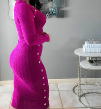 Cargar imagen en el visor de la galería, Bossed Up Cable Knit Midi Skirt Set-Fuchsia