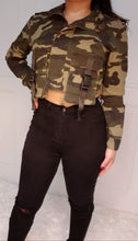 Load image into Gallery viewer, Thank you for your Service Camo Crop Jacket-Olive
