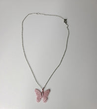 Load image into Gallery viewer, You Give Me Butterflies Necklace-Silver/Pink
