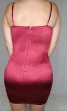 Load image into Gallery viewer, Feel Me Up Satin Bodycon Dress-Burgundy
