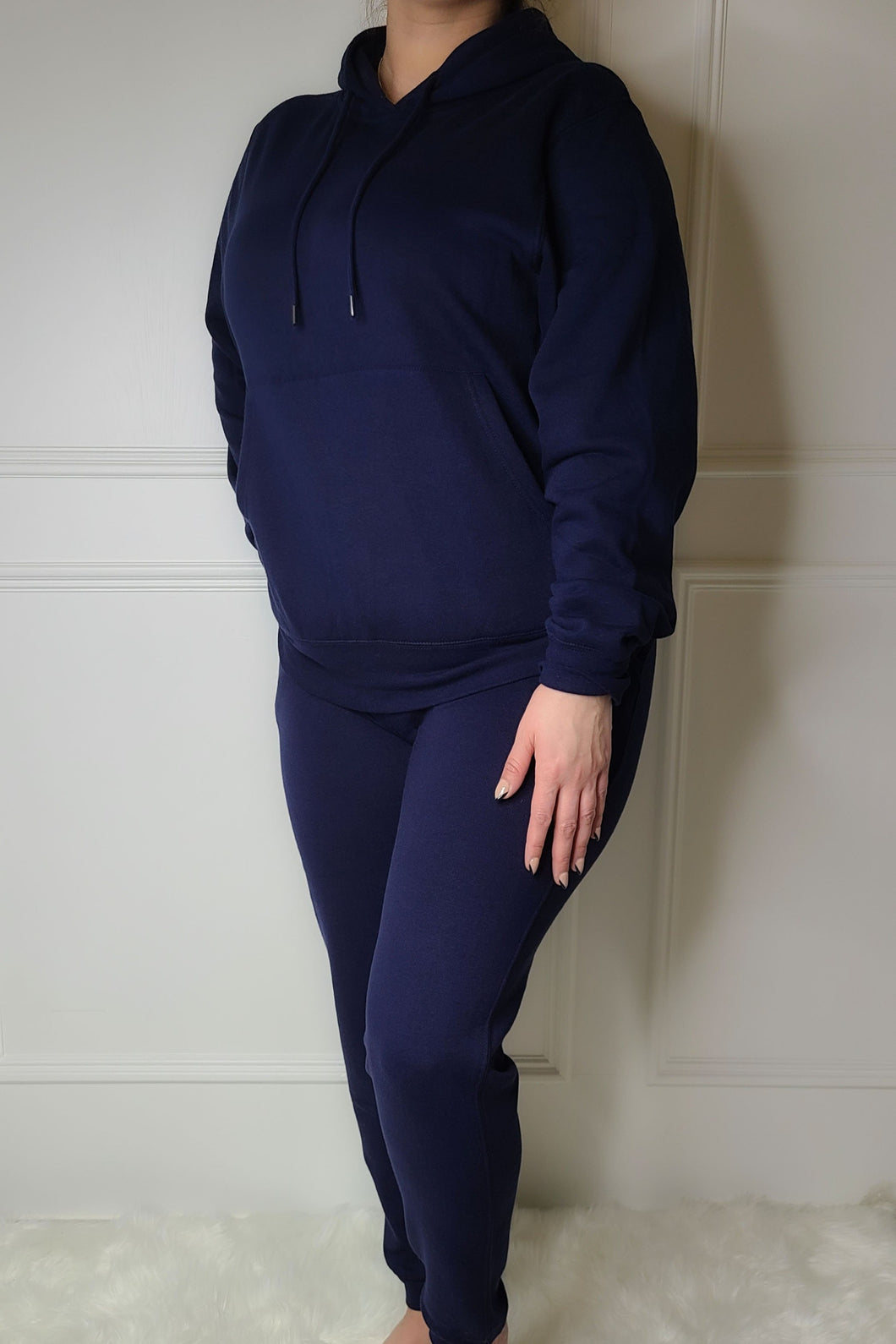 Sweat it Out Hoodie Jogger Set-Navy Blue
