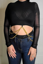 Cargar imagen en el visor de la galería, Chain me up mesh cut out bodysuit-Black
