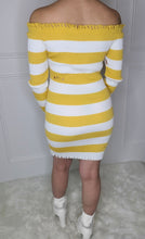 Cargar imagen en el visor de la galería, Distress Me Striped Sweater Dress-Mustard
