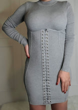 Load image into Gallery viewer, I Belong to You Corset Lace Up Dress-Grey
