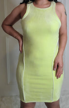 Load image into Gallery viewer, Lemon Drop Velour Mini Dress-Neon Yellow
