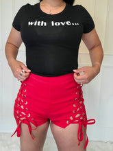 Load image into Gallery viewer, Tie me Down Lace Up Shorts-Red
