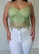 Load image into Gallery viewer, Crush on You Crochet Crop Top-Sage

