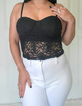 Load image into Gallery viewer, Had me at Lace Crop Top-Black
